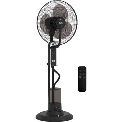 Ventilatore Nebulizzatore Regolabile 3 Velocità e 3 Modalità, Oscillazione a 75°, Telecomando, Nero