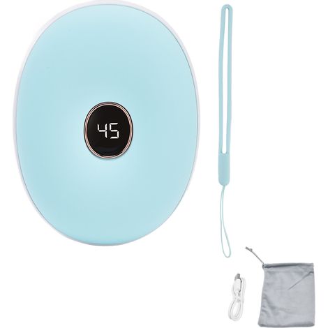 Chauffe-mains rechargeable USB double face, régulation intelligente de température, portable mini, chauffage électrique bleu (1/5)