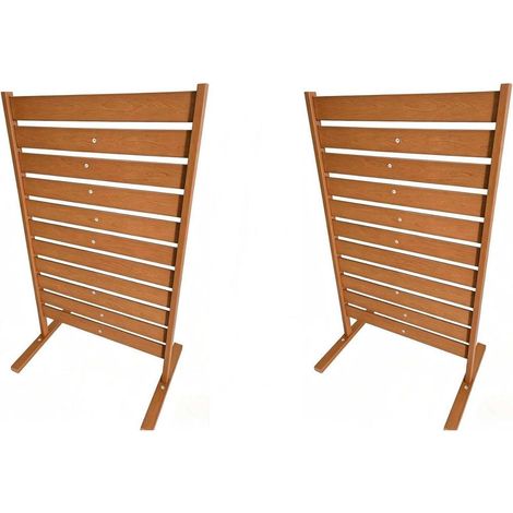 Balcon, terrasse ou jardin - clôture brise-vue lot de 2, pose libre ou à piquets, effet bois marron (1/2)