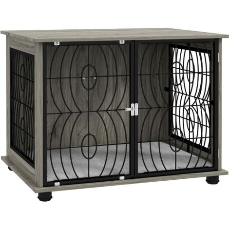 Stylish Indoor Dog Crate Furniture End Table with Washable Cushion and Lockable Door for Medium-Sized Dogs (1/5)