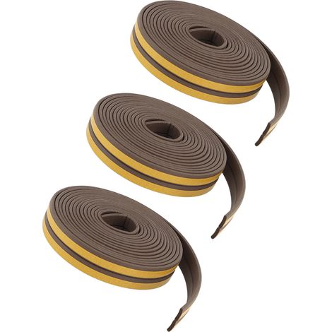 Rouleau de 6 bandes d'étanchéité en mousse pour portes, ruban isolant auto-adhésif marron (1/5)