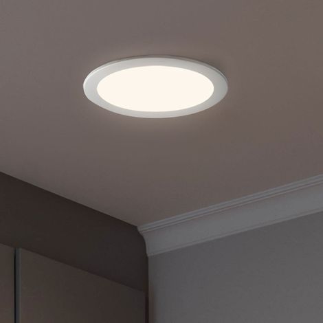 LED Einbaustrahler flach Deckenlampe LED Panel quadratisch Einbau Deckenstrahler, rund, Aluminium, weiß, 1x LED 12W 1160lm 4000K neutralweiß, DxH 17x1,2 cm