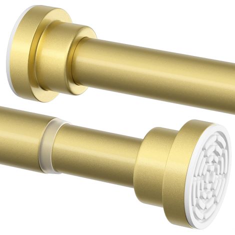 Tringle à rideaux sans perçage 79-200 cm - Diamètre 22 mm - Tringle de douche à clipser - Tringle extensible pour fenêtre, armoire et salle de bain - Doré (1/5)