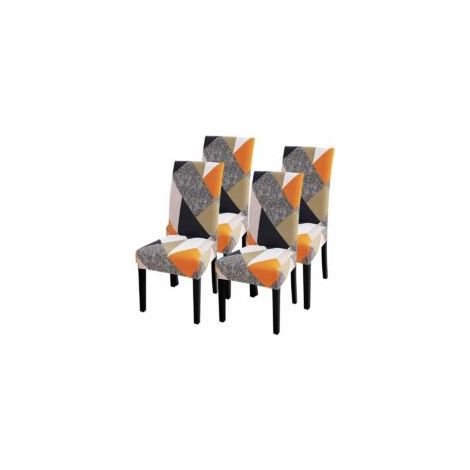 Coprisedia elasticizzato stampato, sfoderabile e lavabile per sedia da sala da pranzo, ideale per casa, hotel, matrimoni e riunioni (giallo, 4 pezzi) - Crezuo