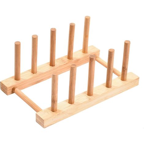 Plafonnier Cristal Support de Rangement Cuisine Bambou - 4 Emplacements - Organiseur pour Planches Et Vaisselle (1/5)