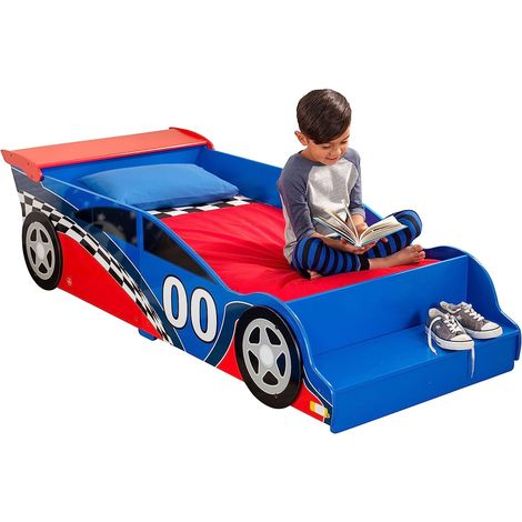 Letto Auto da Corsa RACE in Legno per Bambini con Gradino Integrato e Sponde di Sicurezza (1/5)