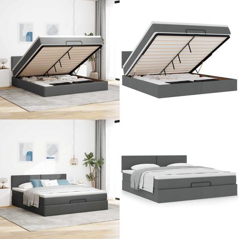 vidaXL Ottoman-Bett mit Matratze Dunkelgrau 160x200 cm Stoff (1/5)