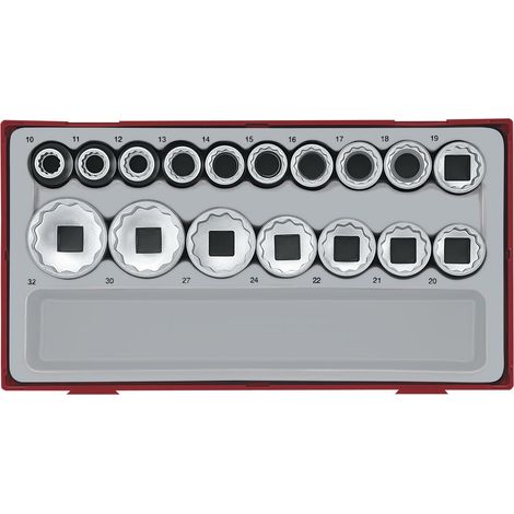 Jeu de douilles TT1 tray  1/2" 10-32mm 17 pièces 12 pans Teng Tools TT1217 (1/2)