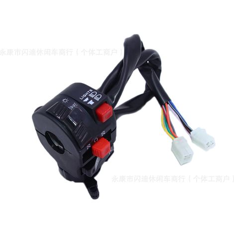 Accessoires pour motos tout-terrain/quads/véhicules de plage : commutateur quatre fonctions gauche avec amortisseur, connecteur femelle 6+3 fils (1/4)