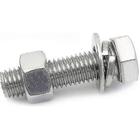 10 vis hexagonales M10 en acier inoxydable 304 avec rondelle plate M1050 (1/5)