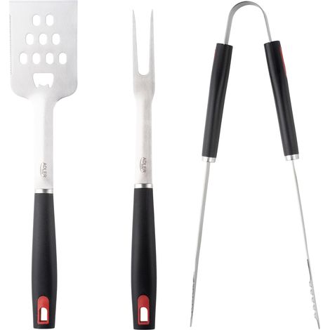 Adler Set di utensili per barbecue con custodia AD 6727 Set di posate per barbecue 4 pezzi Acciaio inossidabile/Nero (1/5)