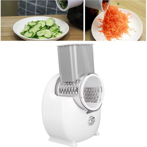 Coupe-légumes électrique à tambour entièrement automatique - Râpe-légumes multifonctionnelle pour la maison, râpe/tranche-pommes de terre, blanche (1/5)