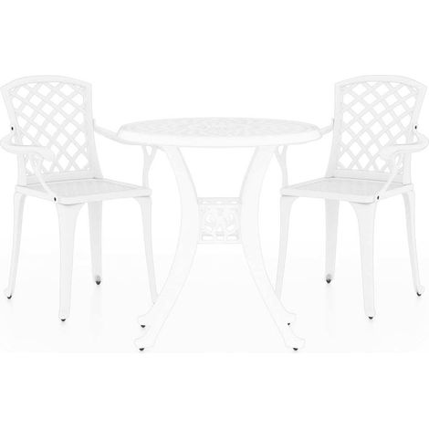 Maison Exclusive - 3-tlg. Bistro-Set Aluminiumguss Weiß (1/5)