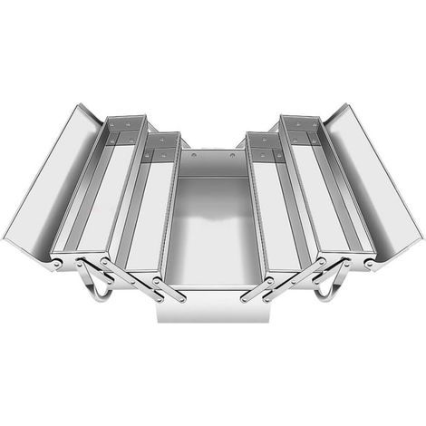 Cassette portautensili pieghevoli a tre scomparti, multifunzionali, in acciaio inox, per uso domestico e professionale, 35x20x19,6 cm. (1/5)