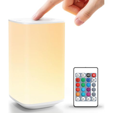 Lampe de Chevet Tactile, Veilleuse Bébé LED Rechargeable USB 4000mAh 4 modes • 5 niveaux de luminosité • fonction minuterie • pour enfant, nouveau-né, allaitement, ambiance • télécommande (1/5)