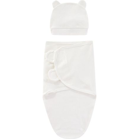 Gigoteuse, article de puériculture (gigoteuse pour bébés de 0 à 3 mois, douce et confortable, en coton respirant, favorisant le sommeil), blanche (1/4)