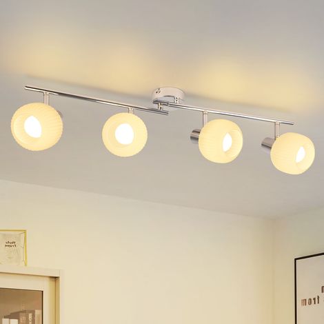 GBLY Plafonnier Blanc Couloir - Plafonnier 4 Ampoules Spot Intérieur Abat-Jour en Verre Vintage Lampe de Couloir Morden E14 Spot pour Chambre Salon (sans Ampoule)