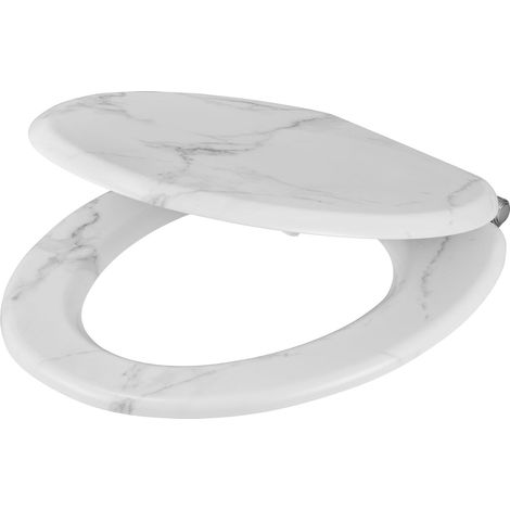 Abattant WC Pilica Marbre Blanc et Noir MDF avec Frein de Chute (1/5)