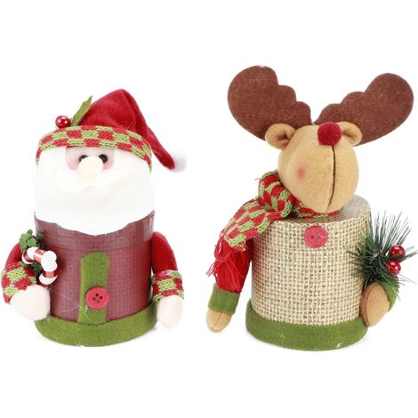 Boîte de Rangement Bonbons de Noël avec Poupée Décorative - 2 Pots Ornements Cadeaux Festifs (1/5)