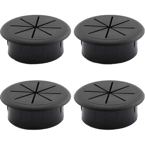 Lot de 4 cache-câbles ronds pour table de bureau, avec passe-câbles intégré. (1/5)