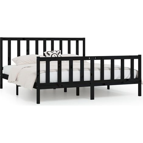 Maison Exclusive - Massivholzbett Schwarz 200x200 cm