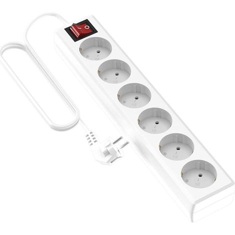Garza 420021 power-base multipla Basic di 6 prese Schuko, cavo 1.5 mm x 3 m, colore, bianco, Medium (1/5)