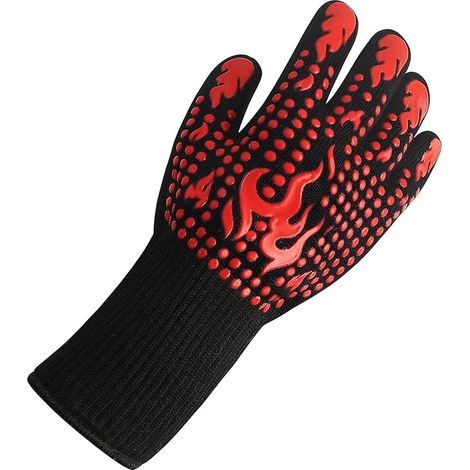 1 gants de barbecue four résistant à la chaleur jusqu'à 800 ° C, gants de barbecue universels gants de cuisine résistants à la chaleur outils de barbecue gants de cuisson antidérapants, cuisson au fou (1/5)