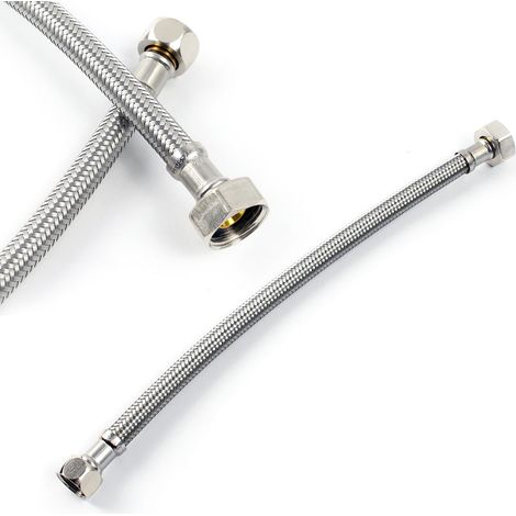 XPOtool Flexschlauch 500 mm Länge, Innendurchmesser DN8, 1/2" Überwurfmutter (18,64 mm), 3/8" Überwurfmutter (14,95 mm), Panzerschlauch Edelstahl EPDM