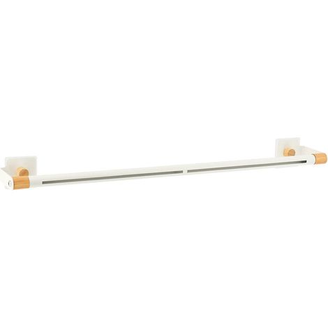 Barra di supporto per accessori in bambù personalizzabile in acciaio inox - bianco opaco - Tendance