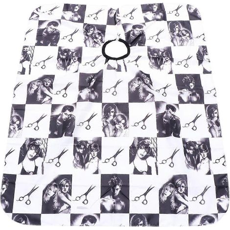 Cape de coiffure pour salon, compatible avec un usage professionnel, lot de 2 pièces noir et blanc (1/5)