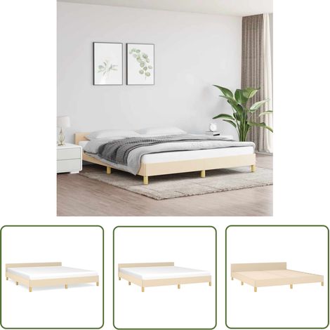 The Living Store Bettgestell ohne Matratze Creme 180x200 cm Stoff - Bettes Gestell - Doppelbett - Boxspringbetten - Lattenrost - Creme Farbe (1/5)