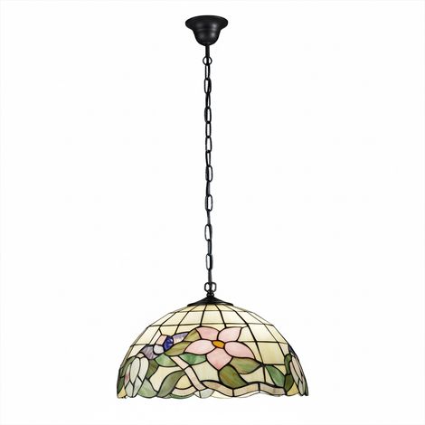 Lampadario Tiffany Vetro Multicolor Scuro 3 Luci E27 (1/3)