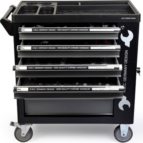 Carrello porta attrezzi con ruote completo di utensili 6 cassetti 1000 pezzi