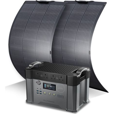 ALLPOWERS S2000 Pro MPPT Solar Generator with 2 100W Flexible Solar Panels, 2400W 1500wh Portable Power Station, Solar Mobile Battery Pack for Outdoor RV Camping, Home Emergency, Travel (1/5)