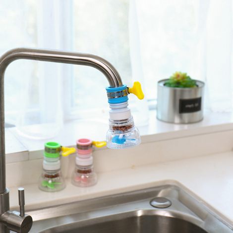 Lot de 2 rallonges de robinet pour tout-petits, rallonge de robinet anti-éclaboussures, robinet de cuisine, évier, robinet avec filtre à eau (bleu) (1/3)