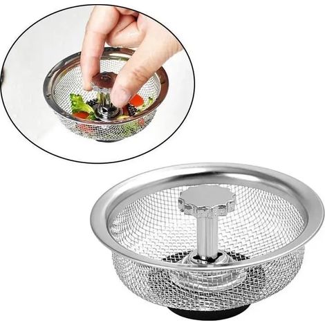 Bouchon de bonde d évier cuisine en acier inoxydable filtre Lavabo passoire à cheveux salle bain accessoire (1/5)
