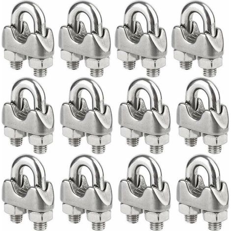 Lot de 12 Serre-câbles étrie en Acier Inoxydable pour Câble Métallique de 4mm Diamètre(M4) (1/4)