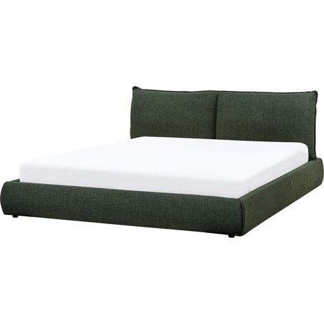 Cama clásica tapizada tela poliéster 180 x 200 cm somier de listones verde oscuro Vinay (1/5)