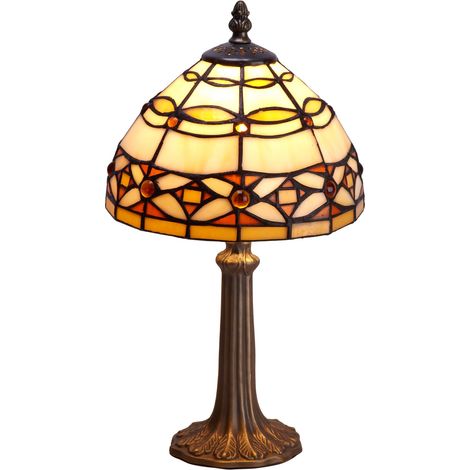 Petite lampe de table en forme de Tiffany, base diamètre 20cm, série ivoire