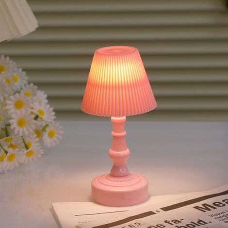 Lampada da scrivania a LED in stile scandinavo retrò, mini luce notturna, adatta per camere da letto, soggiorni e uffici, colore rosa.