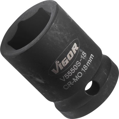 VIGOR Douille à carré creux 12,5 mm (1/2 pouce) profil hexagonal extérieur 18 V5550S-18 (1/4)