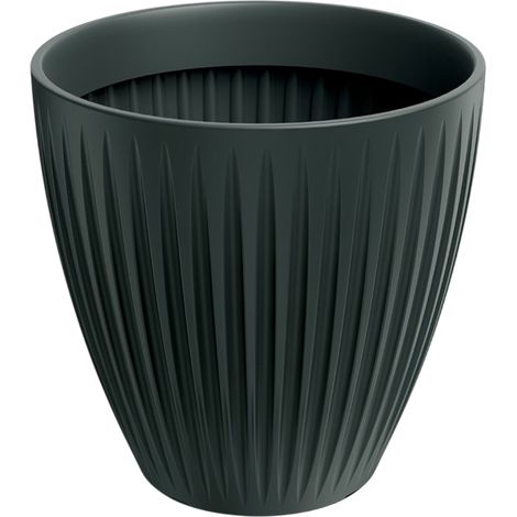 Pot de fleurs rond TLRO40M-466R - Anthracite - Élégant et résistant aux intempéries (1/3)
