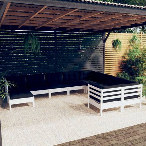 10-tlg. Garten-Lounge-Set mit Kissen Weiß Kiefernholz vidaXL (1/5)