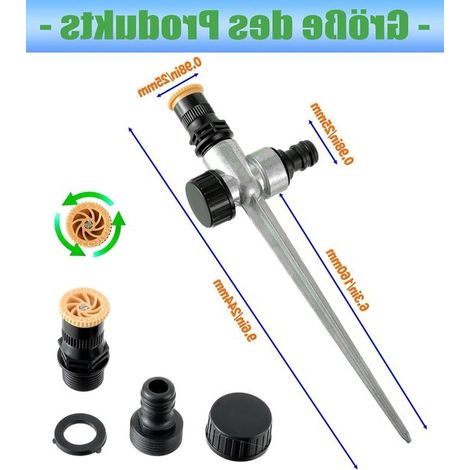 Arroseur circulaire - Lot de 2 - Orange/Noir - Piquet métallique - Arroseur de pelouse et arroseur de jardin rotatif (1/5)
