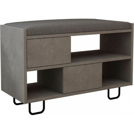 Panca scarpiera Troy retro grey con cuscino (1/4)
