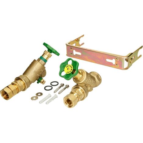 Etrier compteur eau - robinets, horizont réglable, QN 2,5 m³/h- 1 1/4’’ x 1 1/4’’