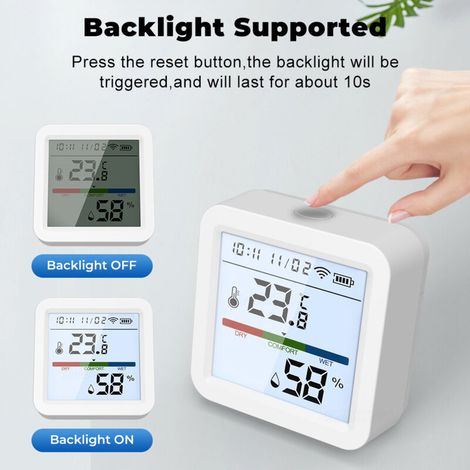 Medidor de humedad y temperatura SJLERST, pantalla LCD retroiluminada, aplicación móvil, control remoto, Smart Link, compatible con Alexa y Home para control por voz. (1/3)