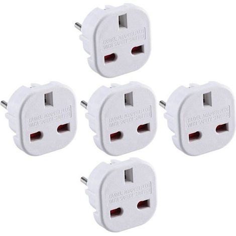 Lot de 5 adaptateurs de voyage  Adaptateur de prise britannique vers européenne (normes européennes de type C, E et F) (1/5)