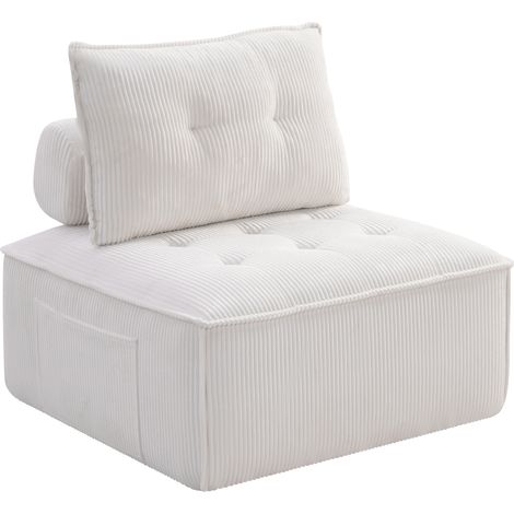 Canapé-lit modulable cubique sans accoudoirs, canapé de sol relax surdimensionné en velours côtelé avec assise profonde, dossier amovible, poche latérale et coussin latéral, pouf capitonné monobloc po (1/5)