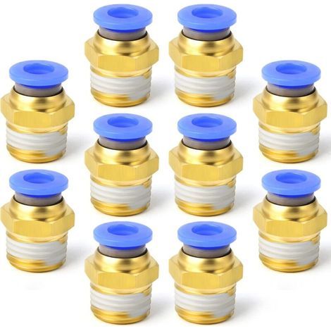 10 raccordi maschio diritti a innesto rapido, diametro esterno 4 mm x 1/4 BSP (PC4-02) (1/4)